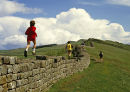 Youths taking part in sponsored run along Hadrian's wall in the 80's
